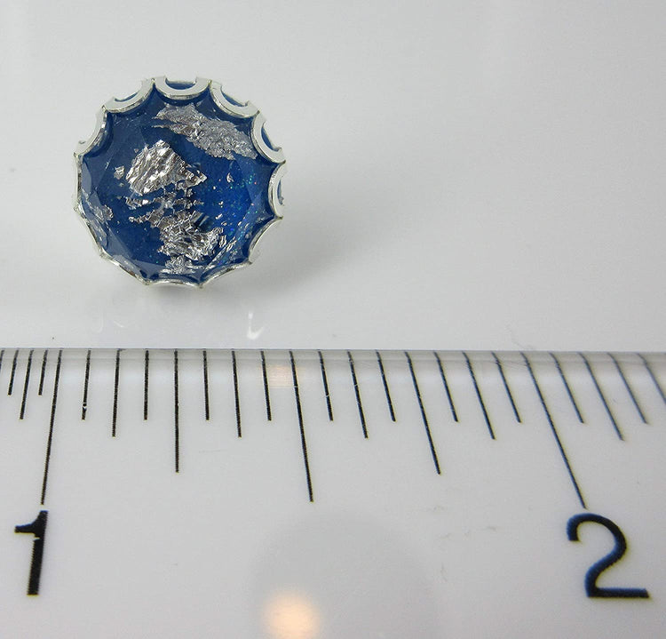 Silver Foil Faceted Resin Stud Earrings 12mm
