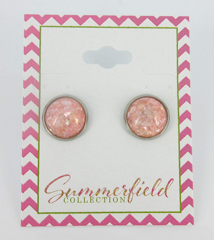 Stainless Steel Faux Shell Stud Earrings 12mm