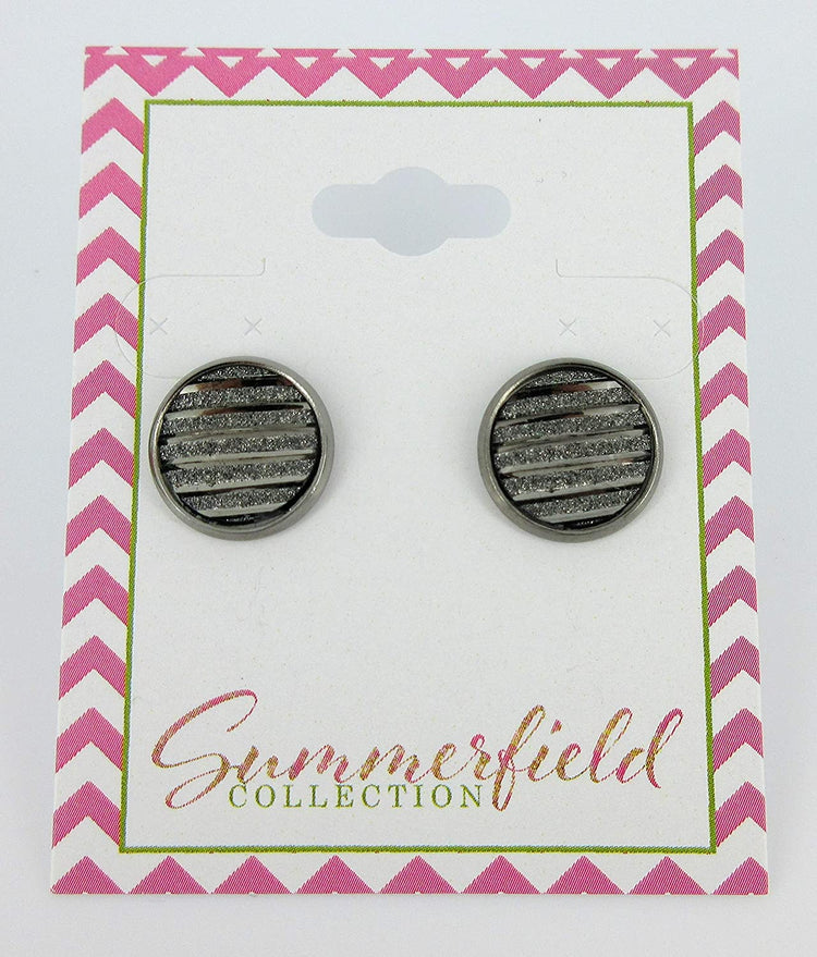 Hematite-tone Gunmetal Gray Frosted Metallic Stud Earrings 12mm