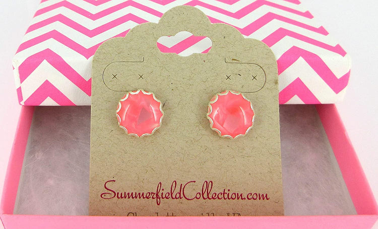 Silver-tone Faux Shell Stud Earrings 12mm