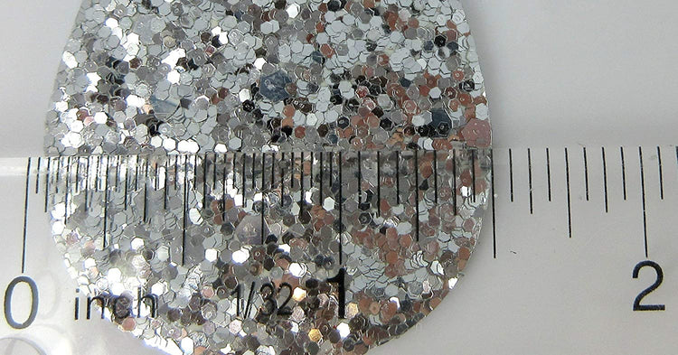 Silver Glitter Faux Leather Large Teardrop Dangle Earrings