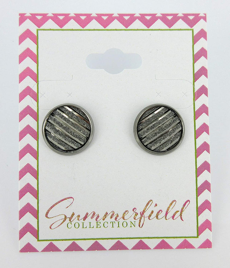 Hematite-tone Gunmetal Gray Frosted Metallic Stud Earrings 12mm