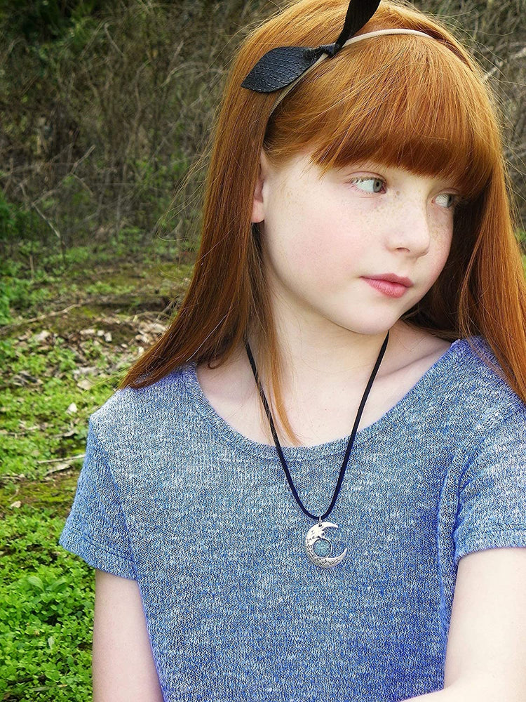 Silver-Tone Starry Night Glitter Glass I Love You to the Moon and Back Pendant Necklace Faux Suede