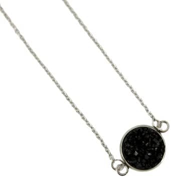 Summerfield Collection Stainless Steel Faux Druzy Stone Pendant Necklace (Black)