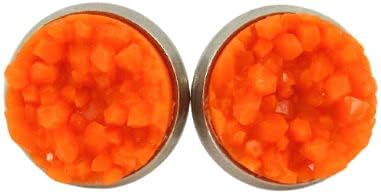 Summerfield Collection Stainless Steel Matte Faux Druzy Stone Stud Earrings 10mm (Orange)
