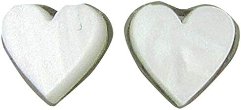 Summerfield Collection Stainless Steel Pearly Acrylic Heart Stud Earrings 8mm (White)