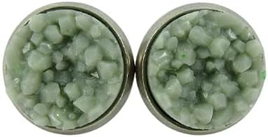 Summerfield Collection Stainless Steel Matte Faux Druzy Stone Stud Earrings 10mm (Light Sage)