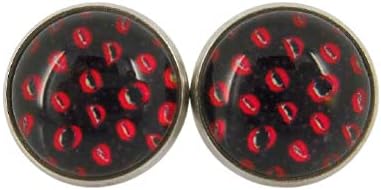 Summerfield Collection Stainless Steel Halloween Printed Glass Stud Earrings 12mm (Vampire Kisses)