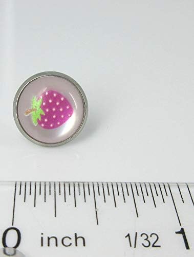 Summerfield Collection Stainless Steel Fruit Print Frosted Resin Stud Earrings 12mm (Strawberry)