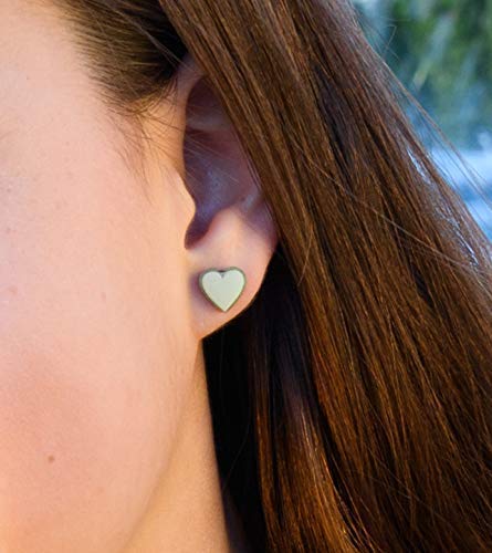 Stainless Steel Glow in the Dark Heart Stud Earrings 8mm