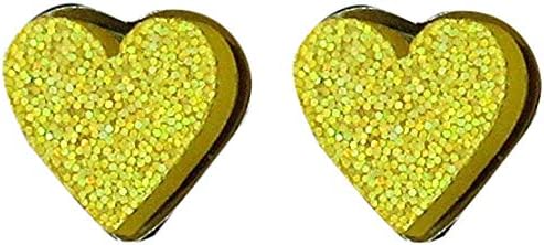 Summerfield Collection Stainless Steel Glitter Acrylic Heart Stud Earrings 8mm (Yellow)