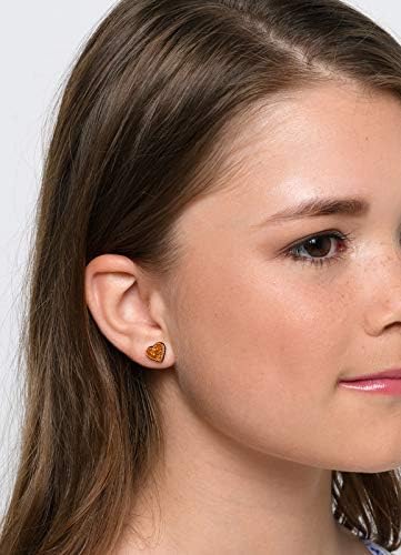 Summerfield Collection Stainless Steel Glitter Acrylic Heart Stud Earrings 8mm (Orange)