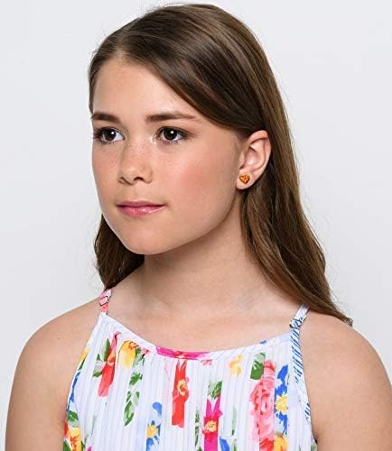 Summerfield Collection Stainless Steel Glitter Acrylic Heart Stud Earrings 8mm (Orange)