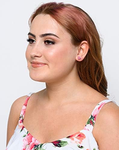 Summerfield Collection Stainless Steel Glitter Acrylic Heart Stud Earrings 8mm (Bubblegum Pink)