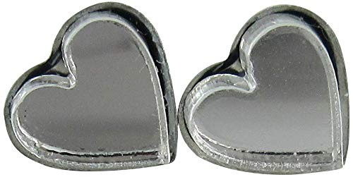 Stainless Steel Mirror Heart Stud Earrings 8mm (Clear)