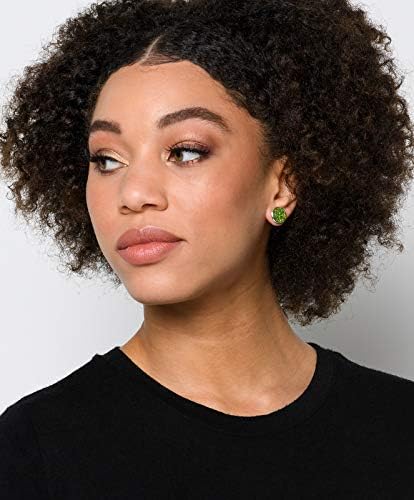 Summerfield Collection Silver-tone Spring Green Glitter Faux Druzy Stone Stud Earrings 12mm