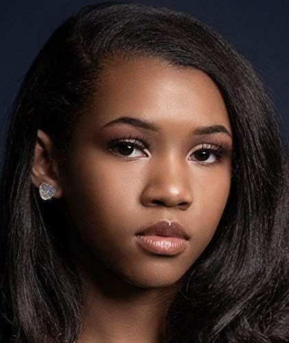 Summerfield Collection Silver-tone Heart Faux Druzy Stone Stud Earrings 12mm (Clear AB)