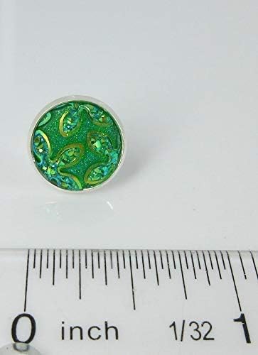 Summerfield Collection Silver-tone Frosted Flower Metallic Rainbow Stud Earrings 12mm (Green)