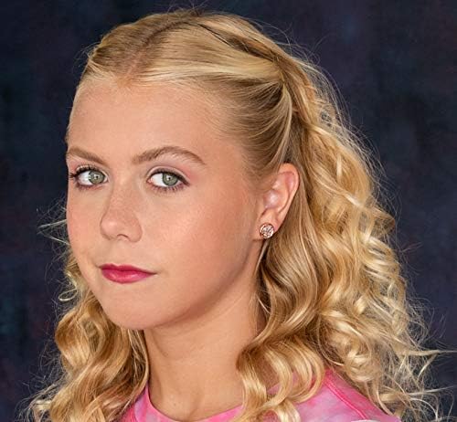 Summerfield Collection Rose Gold-tone Pearly Silver and 5 Metal Glitter Glass Stud Earrings Hand-painted 10mm