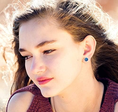 Summerfield Collection Trio Silver-tone Stud Earrings 8mm Faux Druzy Stone Set (Green/Navy Blue/Hot Pink)