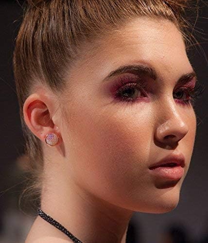 Summerfield Collection Rose Gold-tone Light Pink White AB Mermaid Scale Stud Earrings Dragon (12mm)