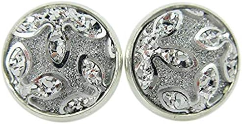 Summerfield Collection Silver-tone Frosted Flower Metallic Rainbow Stud Earrings 12mm (Silver)