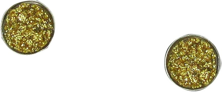 Summerfield Collection Stainless Steel Glitter Faux Druzy Stone Stud Earrings 8mm (Gold)