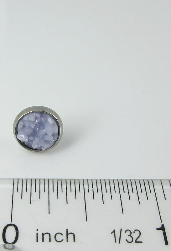 Summerfield Collection Stainless Steel Matte Faux Druzy Stone Stud Earrings 8mm (Periwinkle)