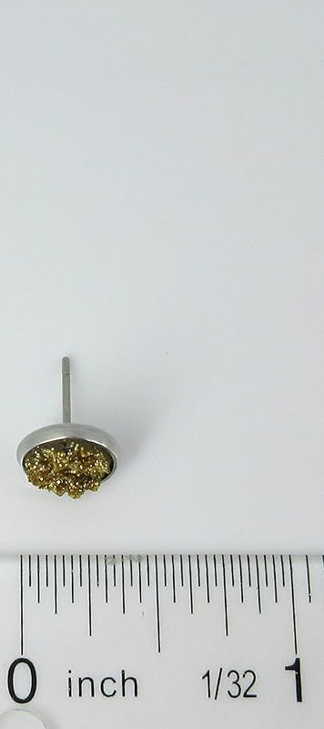 Summerfield Collection Stainless Steel Glitter Faux Druzy Stone Stud Earrings 8mm (Gold)