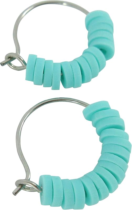Summerfield Collection 15mm Stainless Steel Polymer Clay Katsuki Bead Hoop Earrings (Aqua Blue)
