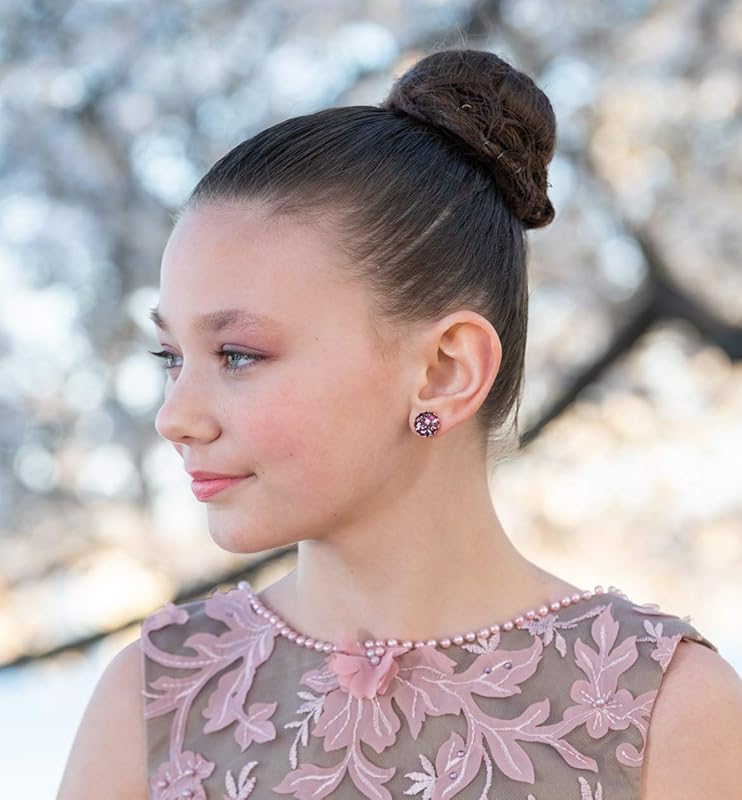 Summerfield Collection Rose Gold-tone Chevron Flake Glitter Glass Stud Earrings 12mm Hand-painted