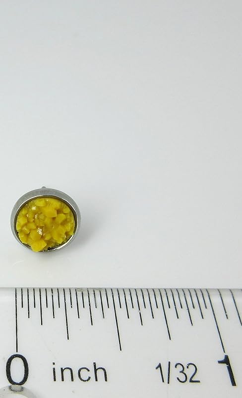 Summerfield Collection Stainless Steel Matte Faux Druzy Stone Stud Earrings 8mm (Mustard Yellow)