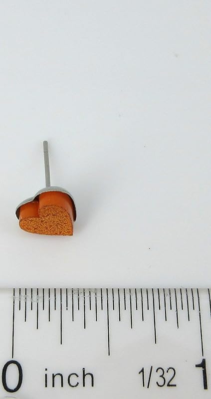 Summerfield Collection Stainless Steel Glitter Acrylic Heart Stud Earrings 8mm (Orange)