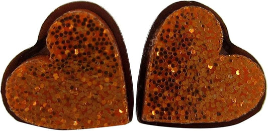 Summerfield Collection Stainless Steel Glitter Acrylic Heart Stud Earrings 8mm (Orange)