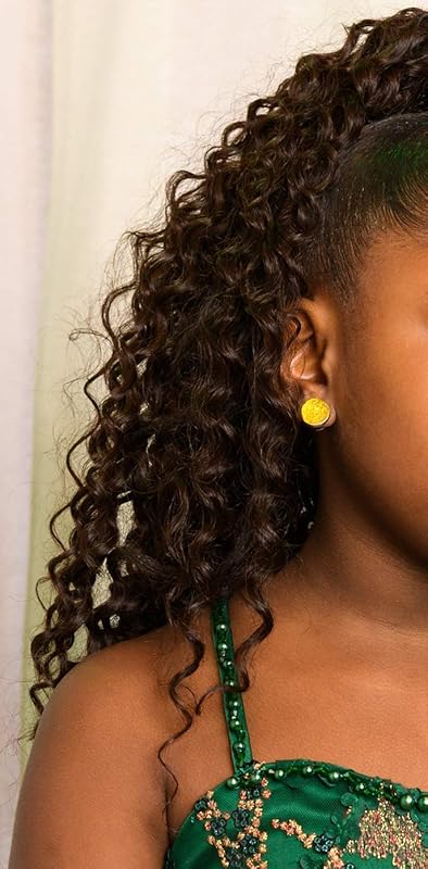 Summerfield Collection Silver-tone Yellow Faux Druzy Stone Stud Earrings (12mm)