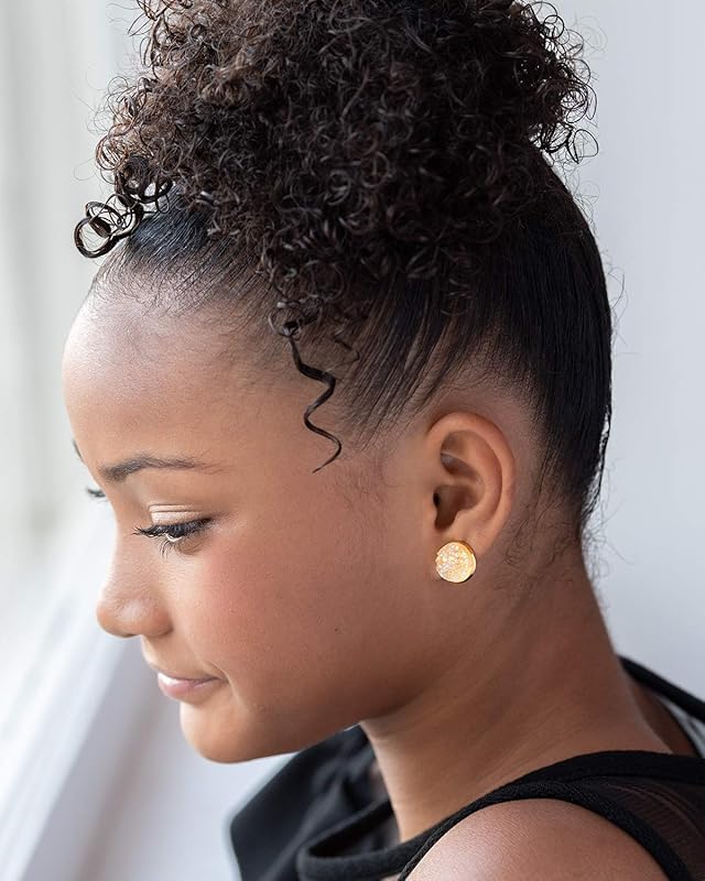 Summerfield Collection Yellow Gold-tone AB Faux Druzy Stone Stud Earrings 12mm