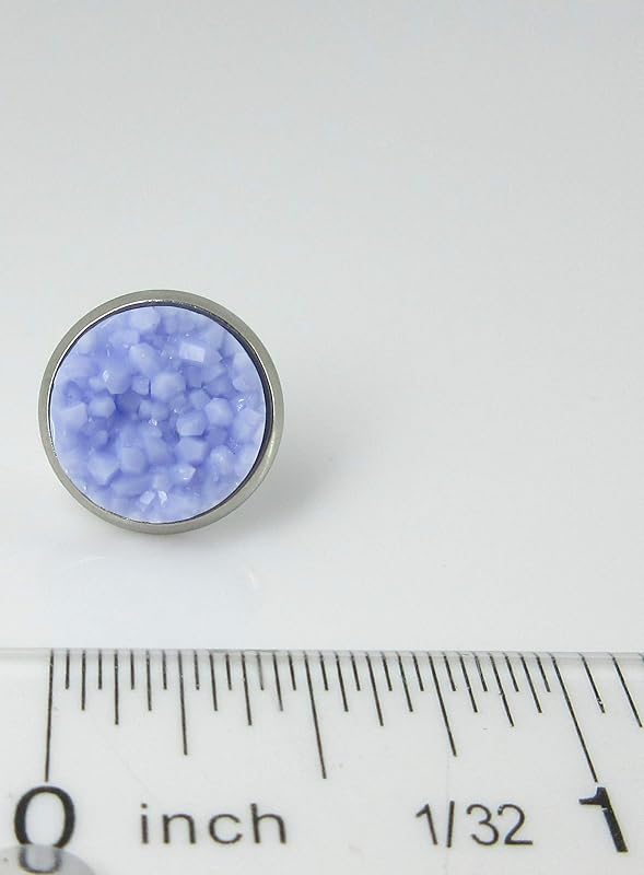 Summerfield Collection Stainless Steel Purple Faux Druzy Stone Stud Earrings 12mm (Periwinkle)