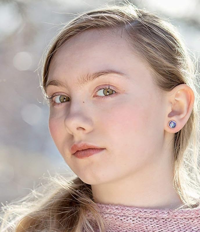 Summerfield Collection Silver-tone Metallic Mermaid Scale Stud Earrings 8mm (Light Purple)