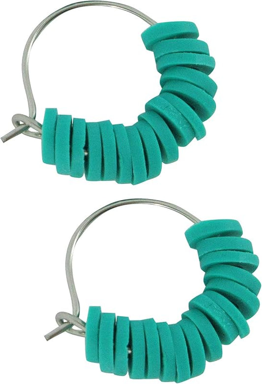 Summerfield Collection 15mm Stainless Steel Polymer Clay Katsuki Bead Hoop Earrings (Teal)