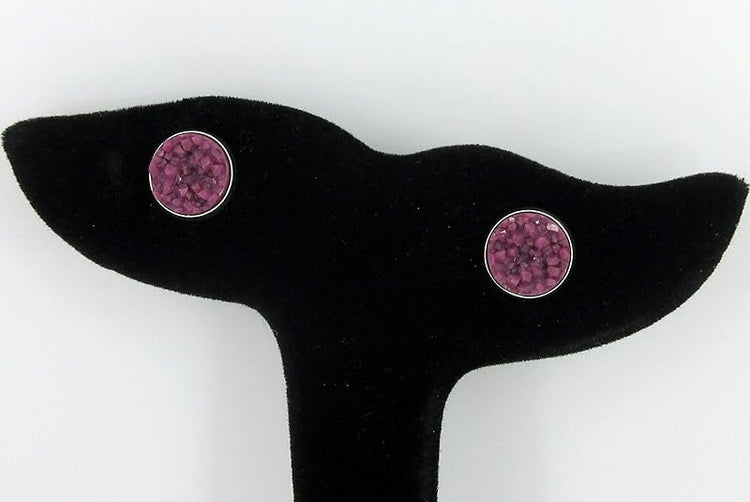 Summerfield Collection Stainless Steel Matte Faux Druzy Stone Stud Earrings 10mm (Plum Purple)