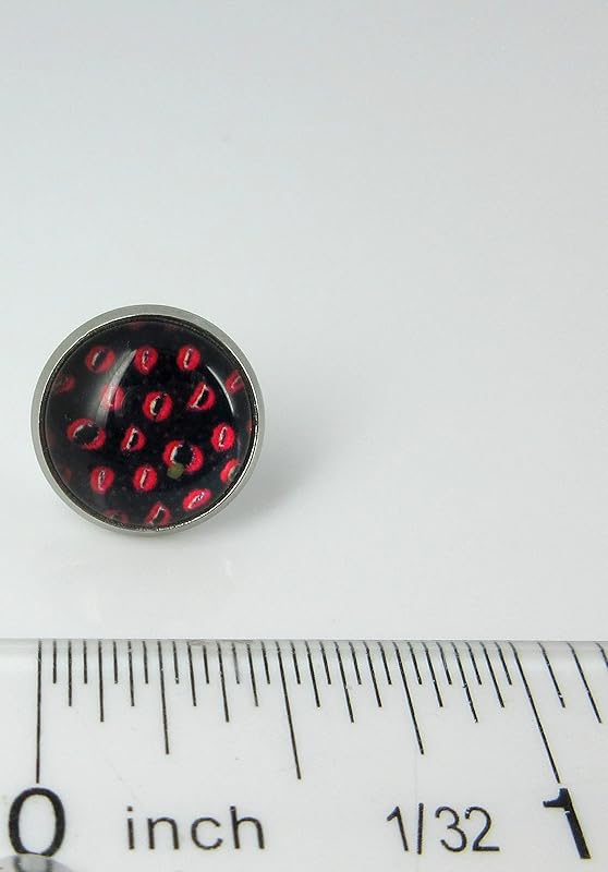 Summerfield Collection Stainless Steel Halloween Printed Glass Stud Earrings 12mm (Vampire Kisses)