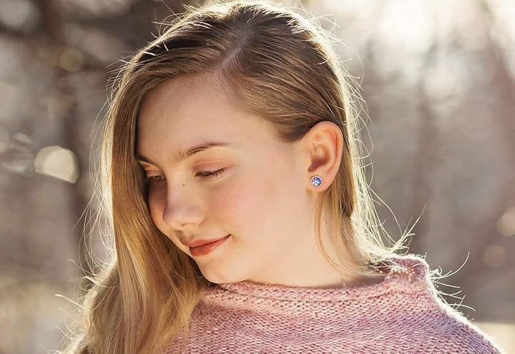 Summerfield Collection Silver-tone Metallic Mermaid Scale Stud Earrings 8mm (Light Purple)