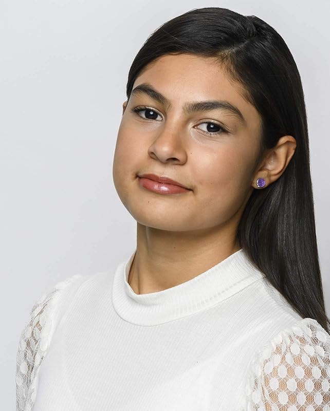 Summerfield Collection Trio Silver-tone Stud Earrings 8mm Faux Druzy Stone Set (Pastel Green/Purple/Pink)