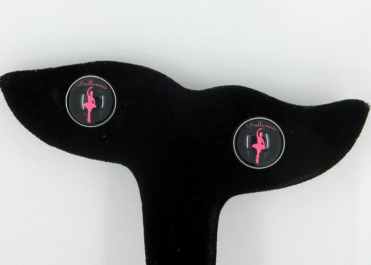 Summerfield Collection Stainless Steel I Heart Dance Print Glass Stud Earrings 12mm (Ballerina)