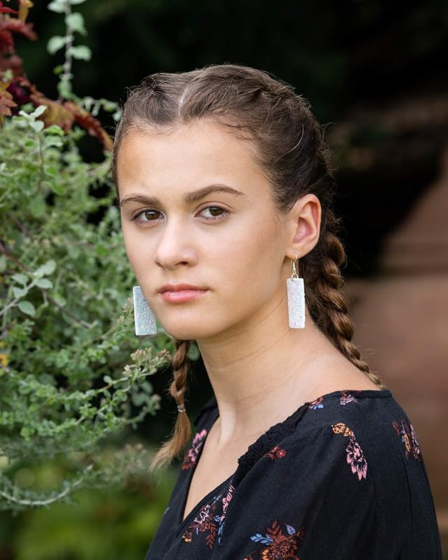 Summerfield Collection Silver-tone Glitter Faux Leather Large Rectangle Dangle Earrings (White)