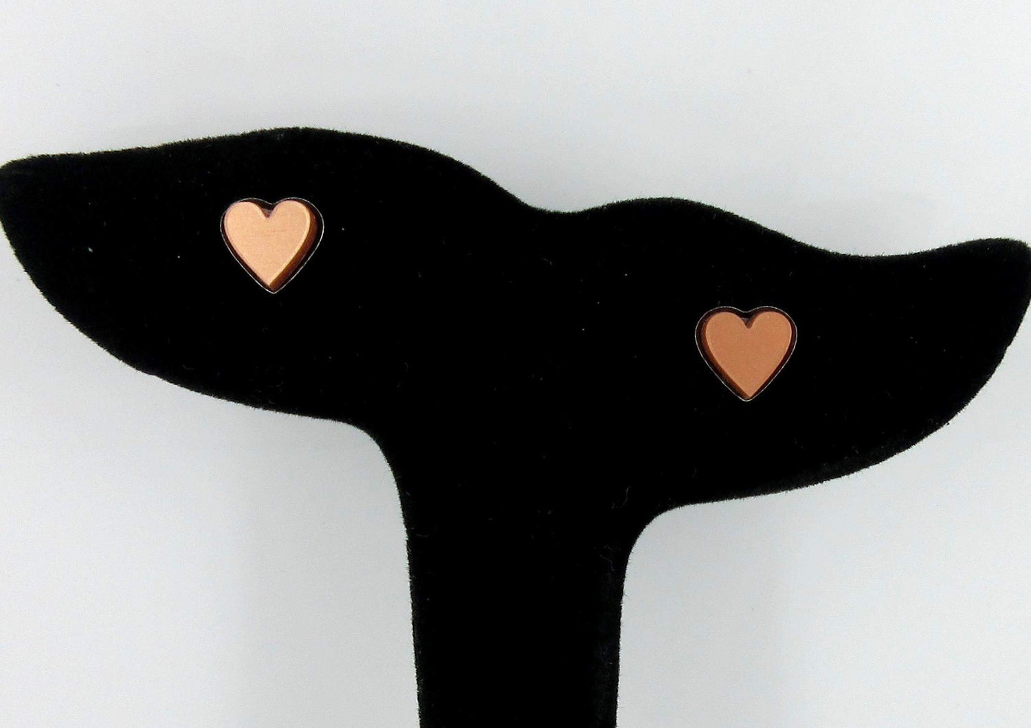 Stainless Steel Brushed Copper-tone Acrylic Heart Stud Earrings 8mm