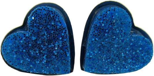 Summerfield Collection Stainless Steel Glitter Acrylic Heart Stud Earrings 8mm (Aqua Blue)