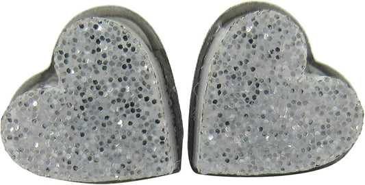 Summerfield Collection Stainless Steel Glitter Acrylic Heart Stud Earrings 8mm (Silver and White)