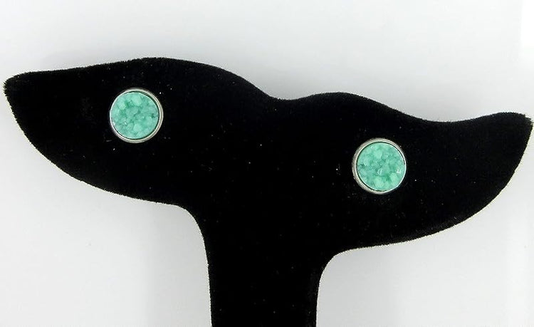 Summerfield Collection Stainless Steel Matte Faux Druzy Stone Stud Earrings 8mm (Mint Green)