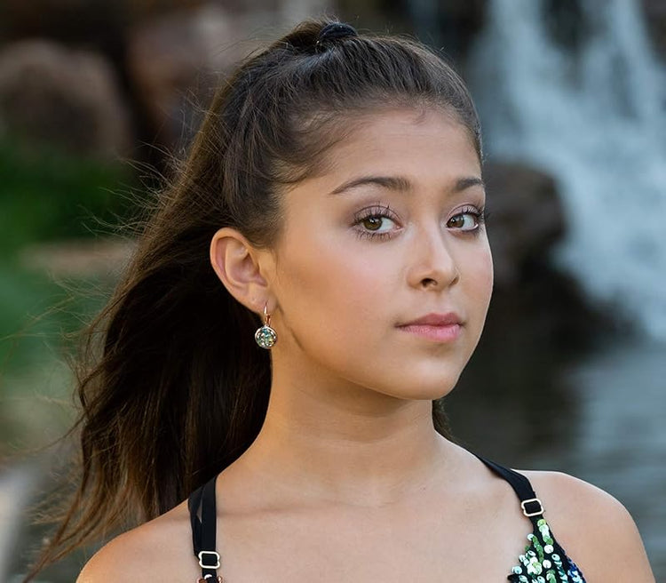 Summerfield Collection Rose Gold-tone Pink Aqua Green Metallic Glitter Resin Lever-back Drop Earrings